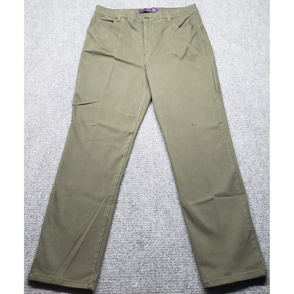 Gloria Vanderbilt Jeans Womens 14P Olive Green Amanda Stretch Straight Casual